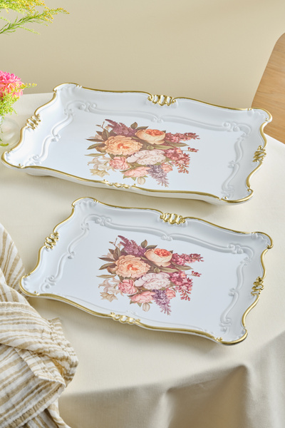 Karaca 33/42 cm Melamine Rectangular Bouquet Double Tray