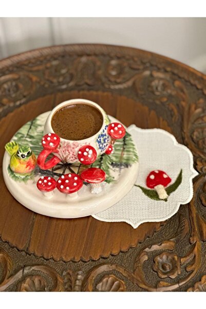 Seda Home Art Mantar İşlemeli Kahve Yanı Sunum Peçetesi 2 Adet