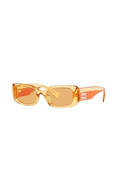 Miu Miu 08ys 12m10b 51 نظارة شمسية نسائية مستطيلة ذات عظم برتقالي