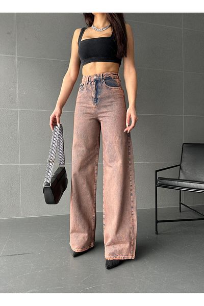 Zeo Basic Basic Denim Bagy Pants with Red Tint Wash