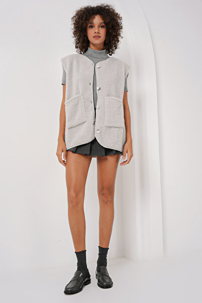 Bigdart 6803 Cepli Peluş Yelek - Gri