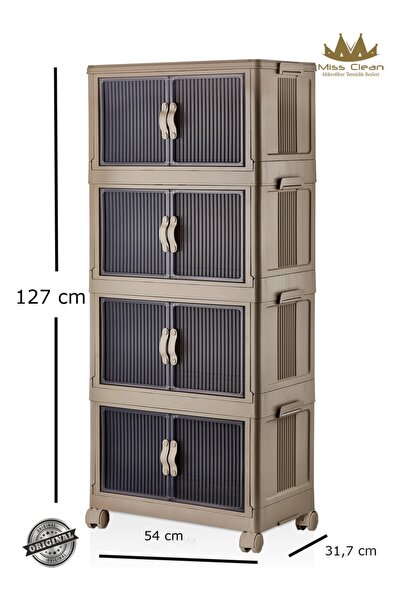 E-LİFE HOME 4'lü Tekerlekli  Özel Set Çok Amaçlı Kapaklı Portatif İstiflenebi...
