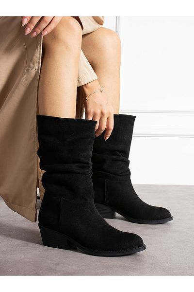 Alemdar Shoes Γυναικείες μπότες ROSETTA Μαύρο Σουέτ Μπούκλες