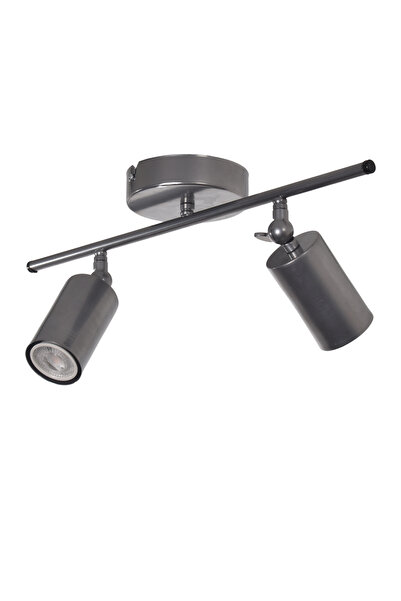 Modavize Spoti (SARI IŞIK) Modern Tasarım Gri Renk Spot Gün Işığı Ledli Sıralı Cafe - Mutfak 2 Li Avize