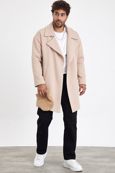 MADZEYMODA New Season Ανδρικό πλεκτό παλτό από κασμίρ με επένδυση Mz56118