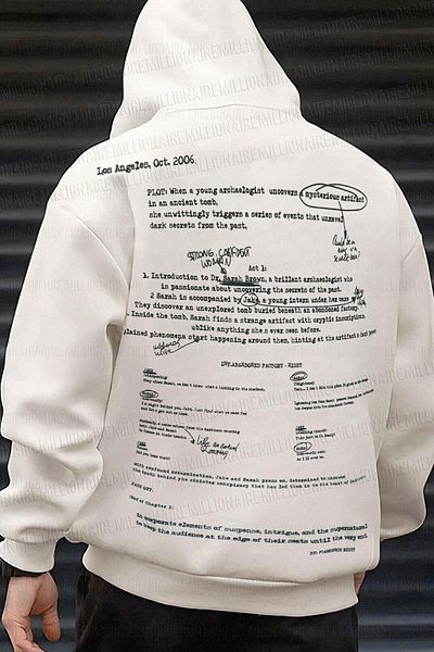 Millionaire Pánská originální mikina s kapucí, s kapucí, s kapucí, s potiskem, šedobílá, špinavě bílá, s kapucí S