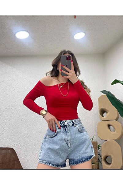 Tuğba Ceylin Butik Low-Cut Coffee-Colored Sandy Fabric Blouse