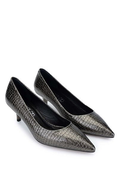 Tamer Tanca Women's Genuine Leather Anthracite Stiletto Shoes
