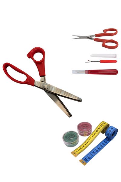 NGV Chichi Brand - Zig Zag Cut Tailor and Embroidery Scissors Buttonhole Remover Tape Measure Set
