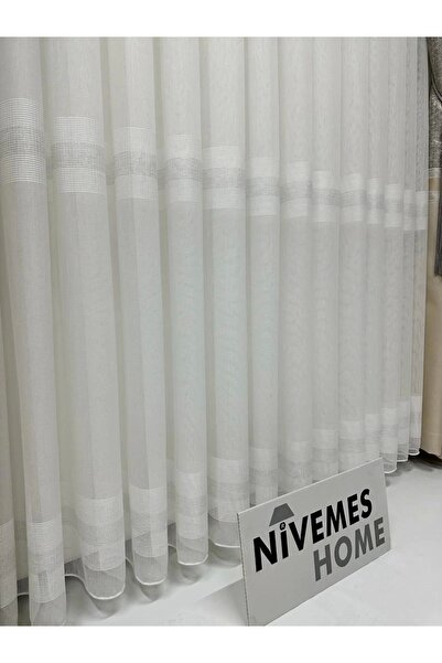 NİVEMESHOME Nivemeshome Hercai Hy019 Silver 1/3 Tight Pleated Tulle Curtain Apm