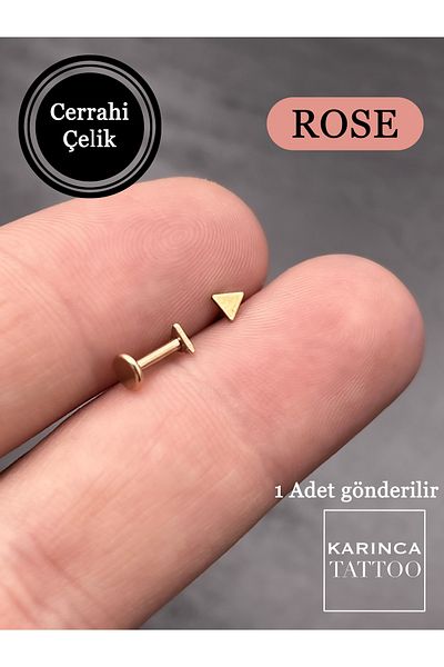 Karınca Piercing Minimal Triangle Silver or Rose Piercing Flat Conch Forward Helix Cartilage Tragus Piercing Earrings
