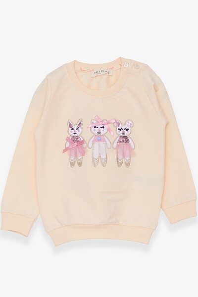 Breeze سويت شيرت بناتي مطبوع حيوان 1.5-5 سنوات كريمي