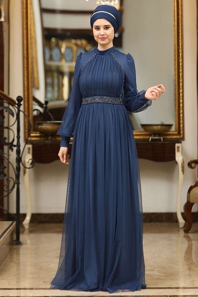 SUBU TASARIM Indigo Legendary Evening Dress - Tbssn40