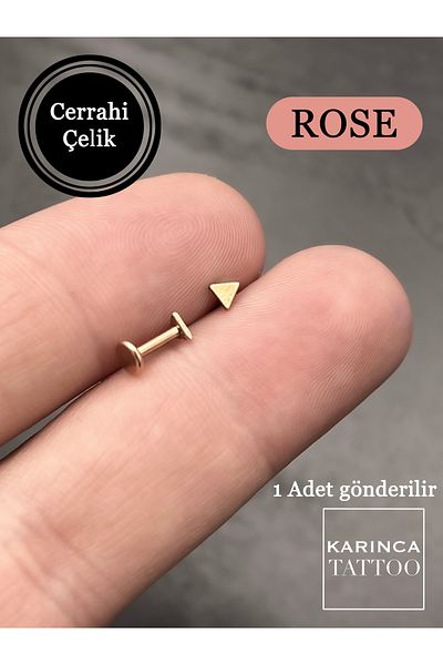 Karınca Piercing Minimal Triangle Silver or Rose Piercing Flat Conch Forward Helix Cartilage Tragus Piercing Earrings