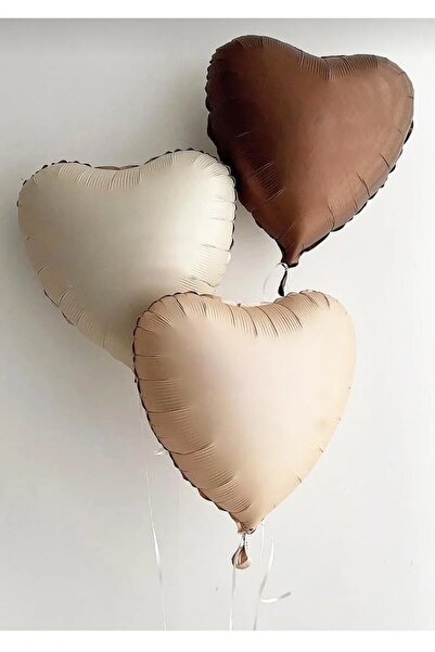 ALYA -BUTIK balon demeti 3'lü balon seti. Krem, kahve, karamel kalp balon set...