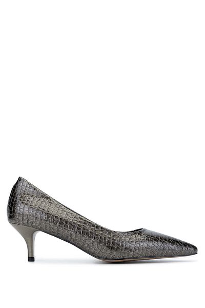 Tamer Tanca Women's Genuine Leather Anthracite Stiletto Shoes