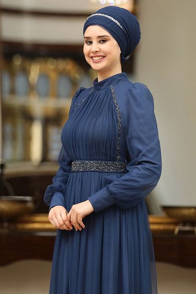 SUBU TASARIM Indigo Legendary Evening Dress - Tbssn40