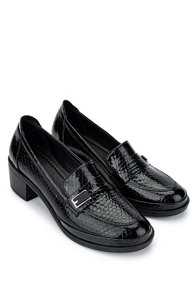 Tamer Tanca Women's Genuine Leather Black Loafer Shoes