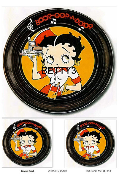 LİNEART ورق تزيين نحاسي من سلسلة Betty Boop مقاس 29 × 42 سم رقم: BETTY3