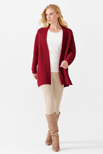Desen Triko Women's Self-Taped Slit Open Front Cardigan