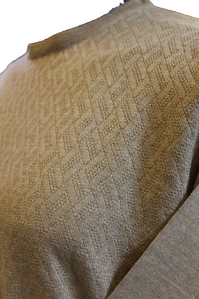 Diandor Beige Men's Knitwear Sweater - O-Neck Wool