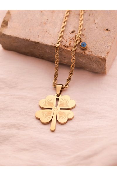 AURA 516 L Stainless Steel Clover Necklace