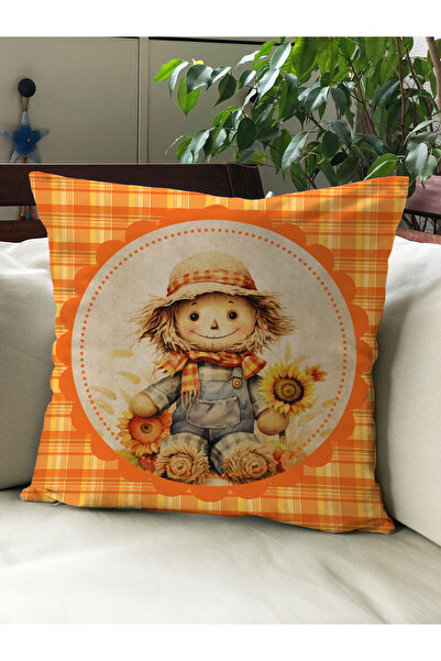 Evmila Autumn Themed 43X43 Velvet Cushion Cover