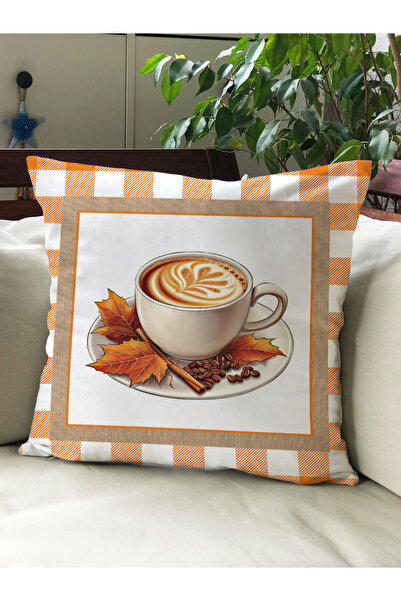 Evmila Husă de pernă din catifea 43x43 cu tema de toamnă