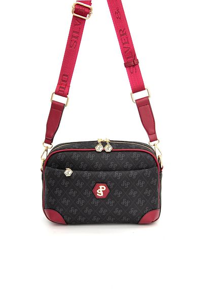 Silver Polo Negru - Roșu Claret SP1094 Geantă Crossbody pentru femei