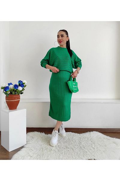 Altı Üstü Butik Φόρεμα με διπλό πλεκτό μανίκι νυχτερίδας