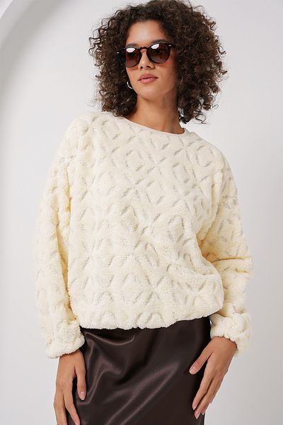 Bigdart 55445 Modell Ecru Plüschpullover
