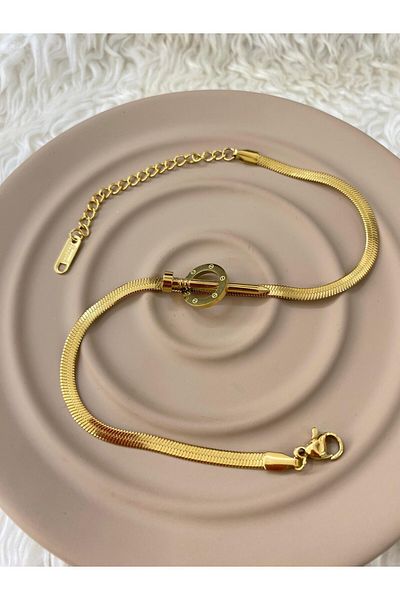 YASİN TOPÇU Steel Gold Anklet