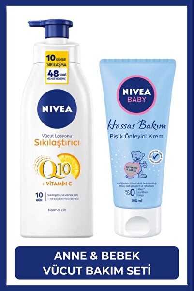 NIVEA Q10 C Vitamini Sıkılaştırıcı Vücut Losyonu 400ml ve Baby Hassas Bakım Pişik Önleyici Krem 100ml