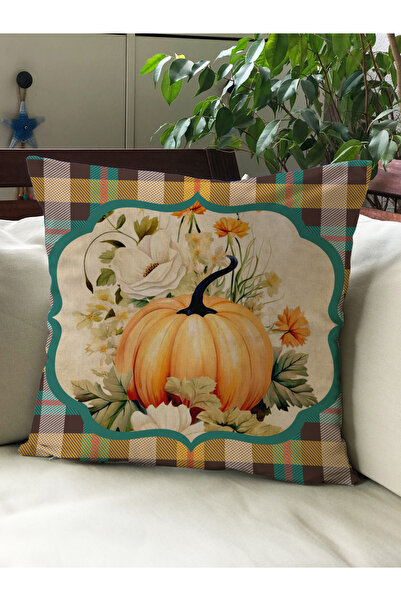 Evmila Husă de pernă din catifea 43x43 cu tema de toamnă