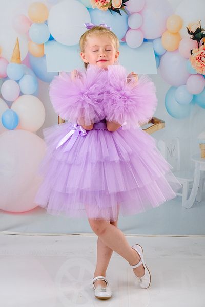 Sevimlice Kids Girl's Pompom Sleeves Buckle Evening Dress Birthday Dress