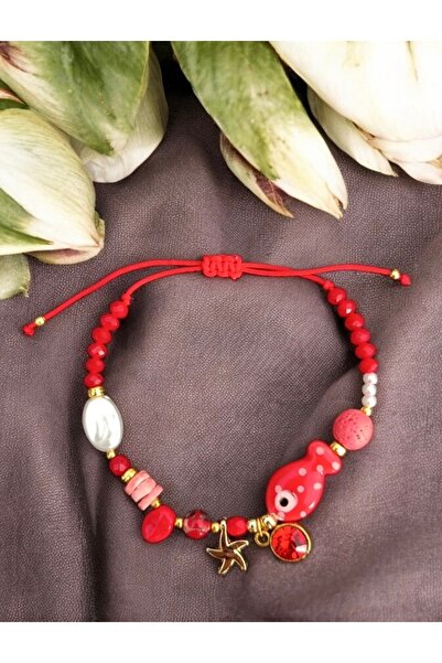 Porsuk Alternatif سوار نسائي مصنوع يدويًا من الخرز الزجاجي على شكل سمكة