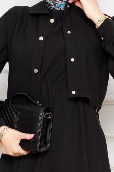 Sevitli Σετ φόρεμα με φερμουάρ με λεπτομέρεια Cepken-Μαύρο