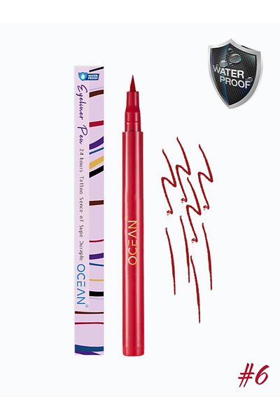 Ocean Red Eyeliner, Liquid Pen Eyeliner, Waterproof, Intense Pigmented
