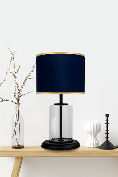 MINIMAL ETICARET VE BILGI TEKNOLOJILERI Monarch Transparent Black Striped Glass Lampshade