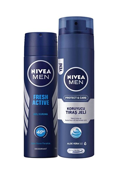 NIVEA Fresh Active Erkek Deosprey 150ml Tıraş Jeli Koruyucu Ve Bakım Için 200 ml