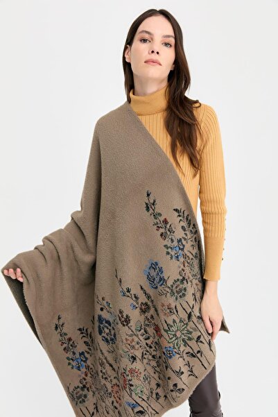 Desen Triko Γυναικείο πλεκτό σάλι με μοτίβο με άγρια λουλούδια 10