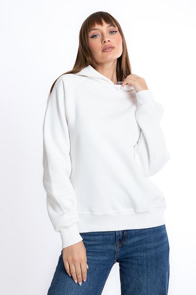 Giyimod Women's Ecru Hooded 3 Thread Rasterless Polarless Raglan Sleeve Sweatshirt S-104