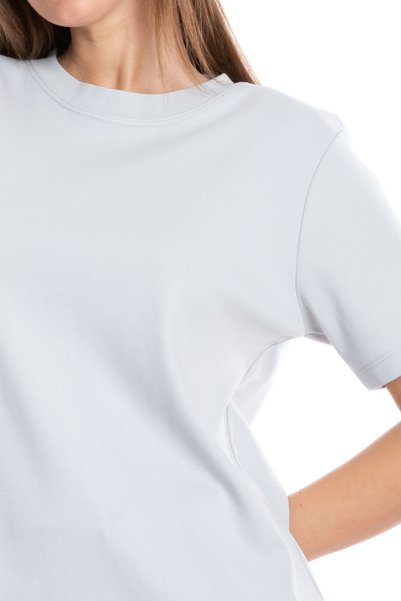 Giyimod Women's Gray Crew Neck Short Sleeve 100% Cotton Interlock T-Shirt S-101