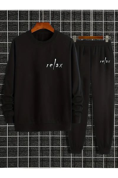 WOODROFFE Ανδρική αθλητική φόρμα Relax Printed - Crew Neck, Oversize Unisex Boyfirend