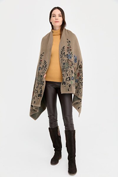 Desen Triko Γυναικείο πλεκτό σάλι με μοτίβο με άγρια λουλούδια 10