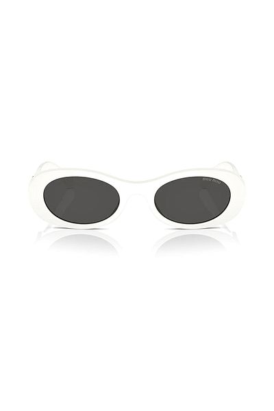 Miu Miu 06Zs 1425S0 50 Women's Oval White Bone Sunglasses