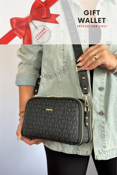 Just Polo Cüzdan Hediyeli 5 Bölmeli Ayarlanabilir Uzun Askılı Omuz Çantası Po...