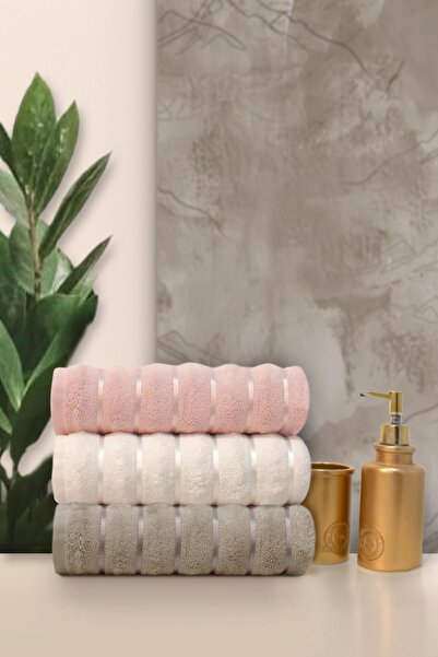 Ellia Soft طقم مناشف يد ووجه من ديموند، 100% قطن، 3 قطع، مقاس 50×90 سم، طقم هدايا