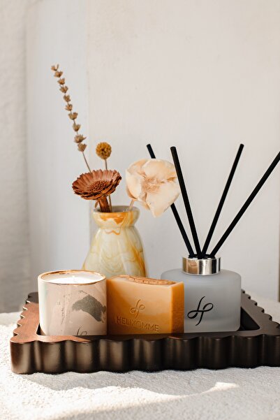 Helixomme Concept Banyo Dekoratif Tepsi Seti Ahşap Tepsi, Sunum Tabağı, Çok A...