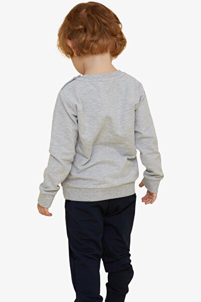 Breeze 1-4 Years Old Boy Tracksuit Set - Teddy Bear Figure, Gray Melange